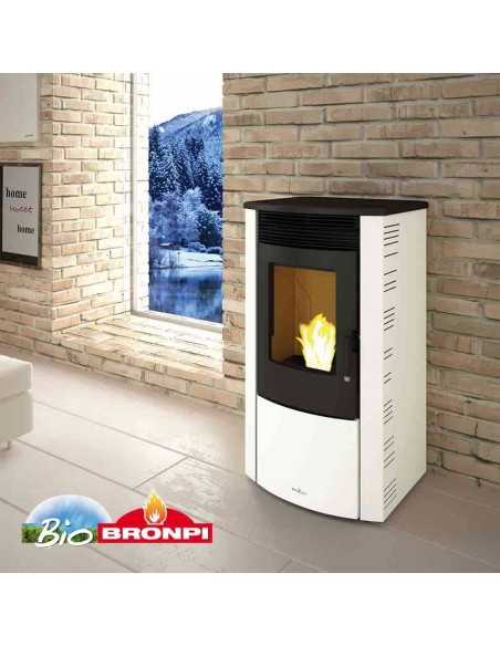 Estufa de Pellet BRONPI ABRIL 11 KW Marfil Extra