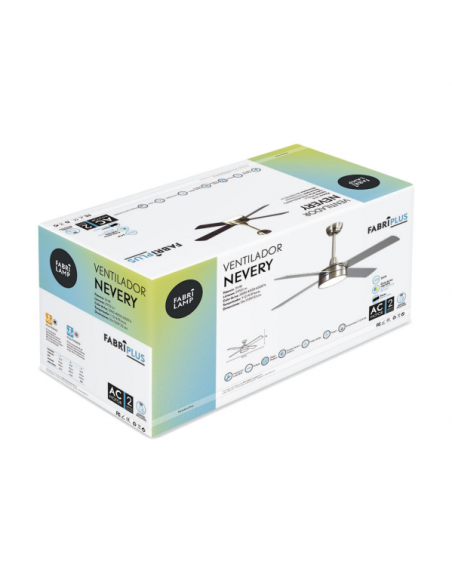 Ventilador DC NEVERY 26W NIQUEL 4 ASPAS Haya/PLATA