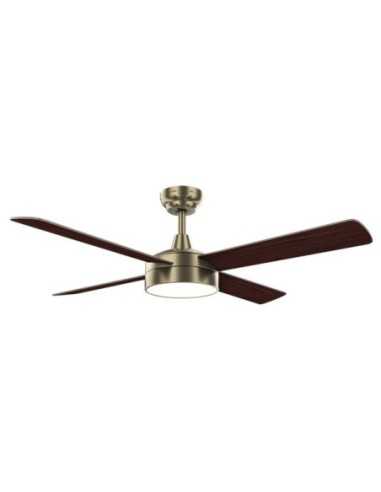 Ventilador DC NEVERY 26W CUERO 4 ASPAS ROBLE/NOGAL
