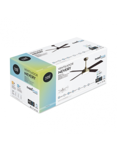 Ventilador DC NEVERY 26W CUERO 4 ASPAS ROBLE/NOGAL