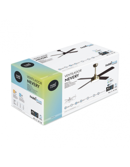 Ventilador DC NEVERY 26W CUERO 4 ASPAS ROBLE/NOGAL