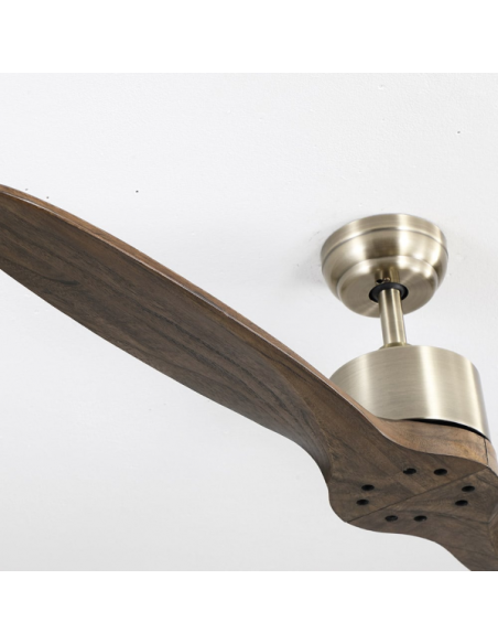 Ventilador DC LESTE CUERO 2 ASPAS ROBLE SIN LUZ