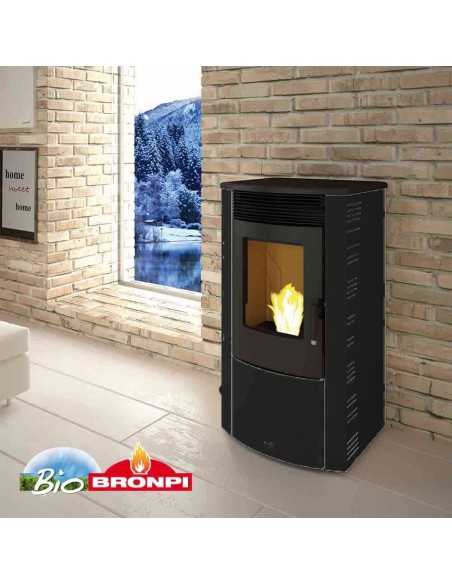Estufa de Pellet BRONPI ABRIL Negra Extra 11 KW