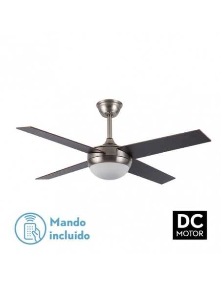 Ventilador DC CIRO 2XE27 NIQUEL 4 ASP.REV. Haya/WENGUE