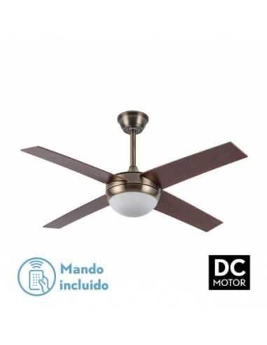 Ventilador DC CIRO 2XE27 CUERO 4 ASP. NOGAL 35/45X116,8D