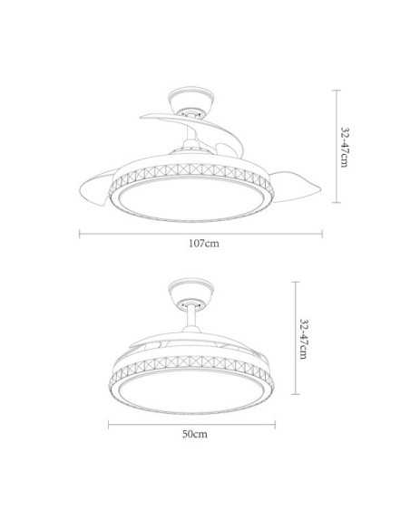 Ventilador BILIKU 72W 6120LM NIQUEL 3ASP.DESP.108D