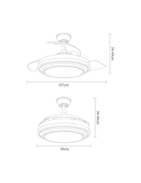 Ventilador DC IBE 72W 6120LM NIQUEL 3 ASP.DESP.