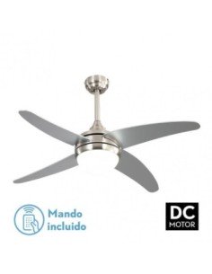 Ventilador 2XE27 DC KLOD NIQUEL/PLATA 4 ASP.6