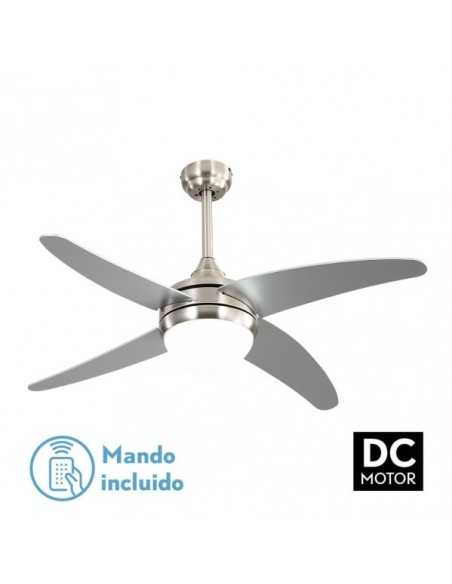 Ventilador 2XE27 DC KLOD NIQUEL/PLATA 4 ASP.6
