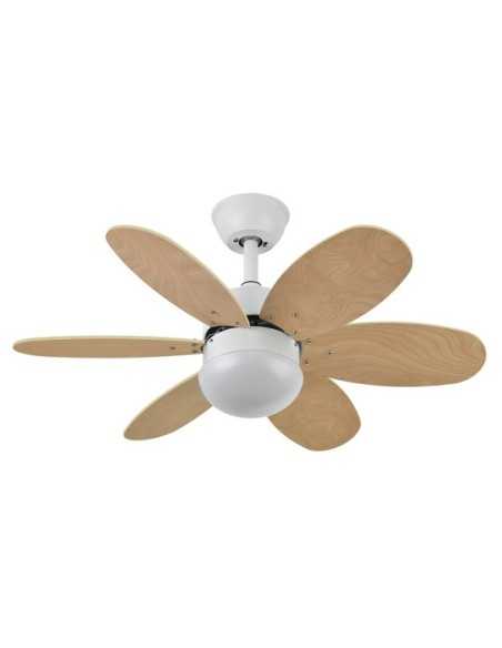Ventilador DC ALVES 2XE27 Blanco CON 6 ASPAS