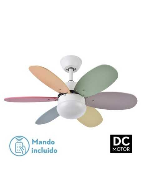 Ventilador DC ALVES 2XE27 Blanco 6 ASPAS REV.