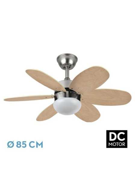 Ventilador DC ALVES 2XE27 NIQUEL 6 ASPAS REV.