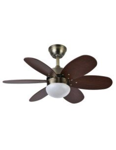 Ventilador DC ALVES 2XE27 CUERO 6 ASPAS REV. 2