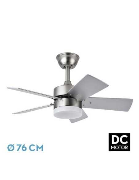 Ventilador DC MARTA 36W NIQUEL 5 ASPAS REV. Haya/PLATA