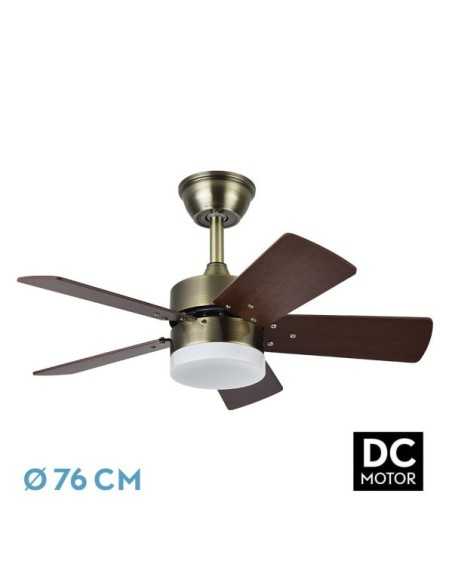 Ventilador DC MARTA 36W CUERO 5 ASPAS REV. CEREZO/NOGAL