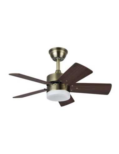 Ventilador DC MARTA 36W CUERO 5 ASPAS REV. CEREZO/NOGAL