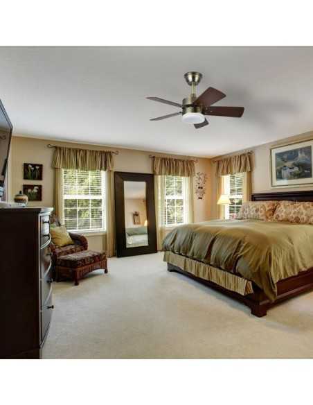 Ventilador DC MARTA 36W CUERO 5 ASPAS REV. CEREZO/NOGAL