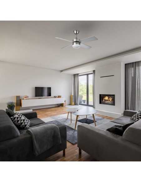 Ventilador DC SOFIA 2XE27 NIQUEL 4 ASPAS REV.Haya/PLATA