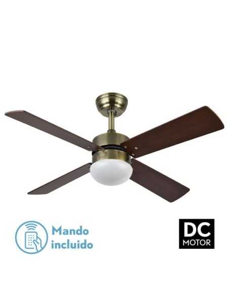 Ventilador DC SOFIA 2XE27 CUERO 4 ASPAS REV.CEREZO/NOGAL