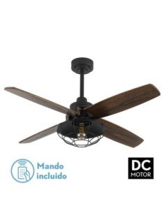 Ventilador DC AQUILO Negro 1XE27 4ASP ROBLE 6VELOC
