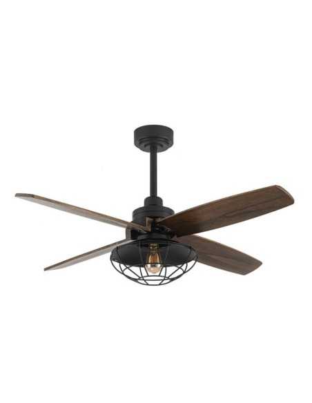 Ventilador DC AQUILO Negro 1XE27 4ASP ROBLE 6VELOC