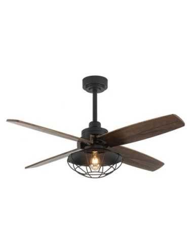 Ventilador DC AQUILO Negro 1XE27 4ASP ROBLE 6VELOC