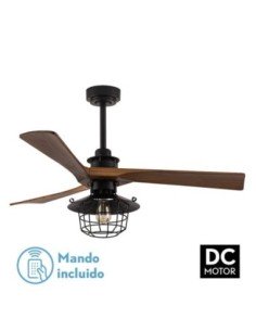 Ventilador DC VULTURNO Negro 1XE27 3 ASPAS ROBLE