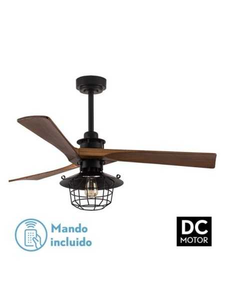Ventilador DC VULTURNO Negro 1XE27 3 ASPAS ROBLE
