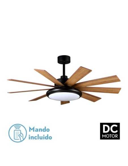 Ventilador DC PIREO 36W Negro 9 ASPAS ROBLE/Haya