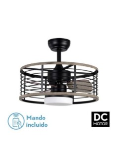 Ventilador DC 24W PELLA Negro/Madera 3 ASPAS