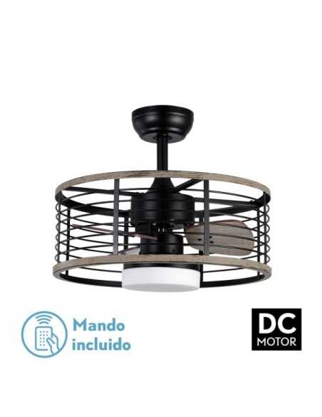 Ventilador DC 24W PELLA Negro/Madera 3 ASPAS