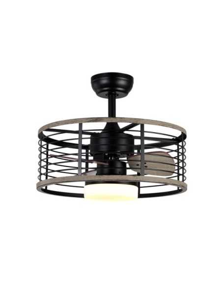 Ventilador DC 24W PELLA Negro/Madera 3 ASPAS