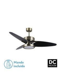 Ventilador DC CROSS 30W CUERO 3 ASPAS Negro/NOGAL