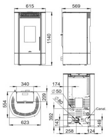 Estufa De Pellet BRONPI Mila 11 Kw Nude Wifi | Hogar Cahersa