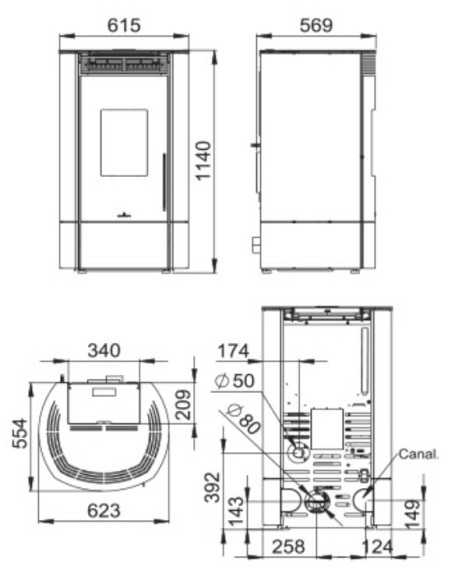 Estufa De Pellet BRONPI Mila 11 Kw Negra Wif | Hogar Cahersa