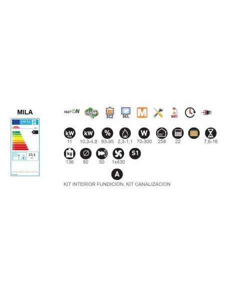 Estufa De Pellet BRONPI Mila 11 Kw Marfil Wi | Hogar Cahersa