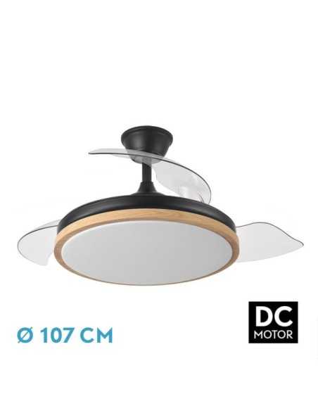 Ventilador DC EVROS 72W 6120LM Negro/Haya 107D