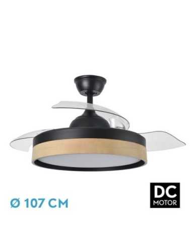 Ventilador DC IGLU 72W 6120LM Negro/Haya 3ASP.DESPLEGABLES