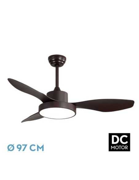 Ventilador DC HayaTE 24W 2650LM MARRON 3ASPAS