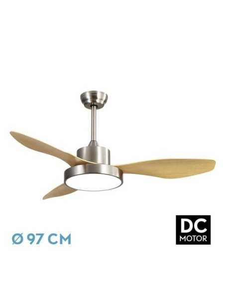 Ventilador DC HayaTE 24W 2650LM NIQUEL/Haya 3ASPAS