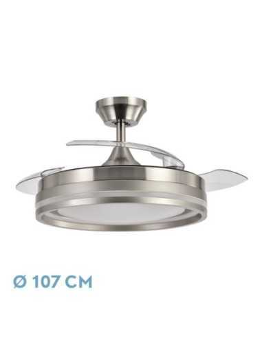 Ventilador DC CERRATO NIQUEL 72W 3ASPAS DESPLEGABLES
