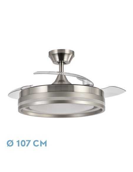Ventilador DC CERRATO NIQUEL 72W 3ASPAS DESPLEGABLES