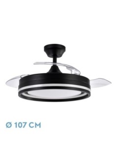 Ventilador DC CERRATO Negro 72W 3ASPAS DESPLEGABLES