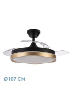 Ventilador DC BLONDI Negro/Oro 3ASPAS 107D 7200LM