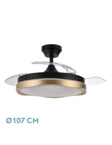 Ventilador DC BLONDI Negro/Oro 3ASPAS 107D 7200LM