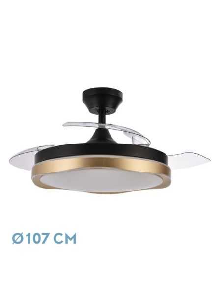 Ventilador DC BLONDI Negro/Oro 3ASPAS 107D 7200LM