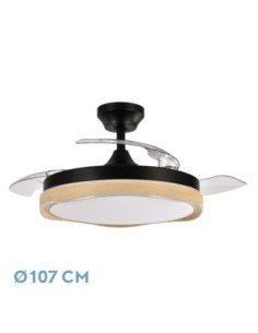 Ventilador DC BLONDI Negro/Madera 3ASPAS107D