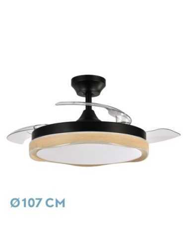 Ventilador DC BLONDI Negro/Madera 3ASPAS107D