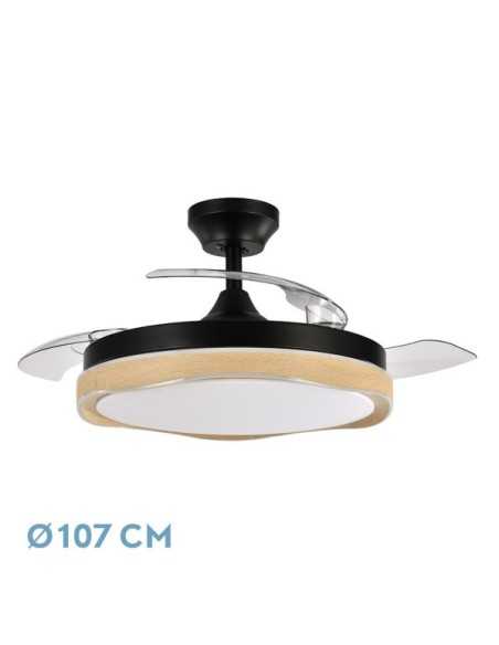 Ventilador DC BLONDI Negro/Madera 3ASPAS107D