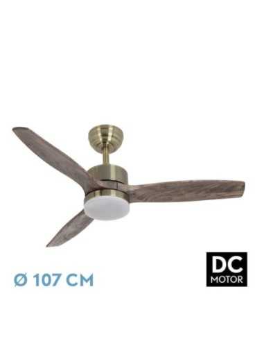 Ventilador DC TORINO 24W CUERO 3ASPAS ROBLE 6VEL
